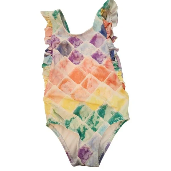 Gymboree Rainbow Watercolor Ruffle One Piece Swimsuit Kids‎ Size 2T
