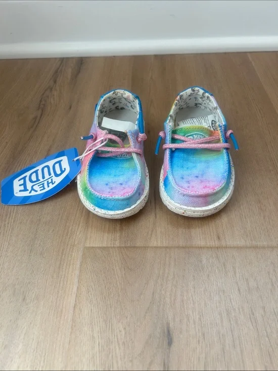 Hey Dude Kids Rainbow Tie-Dye Canvas Slip-On Shoes