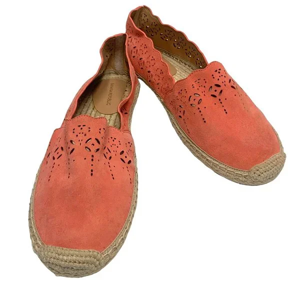 Banana Republic Coral Suede Jute Espadrille Flats ‎ **NEW