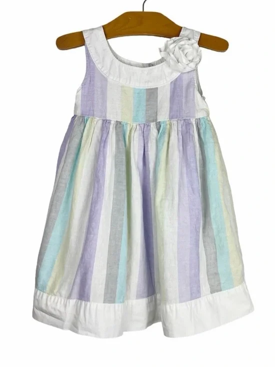 Gymboree Striped Blossom Linen Blend Dress 2015 Tea & Cake Party Size 2T