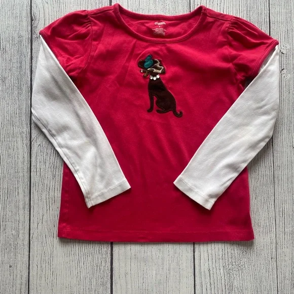 Gymboree Ready, Dress, Go! Red Chic Dog Double Sleeve Tee Size 8