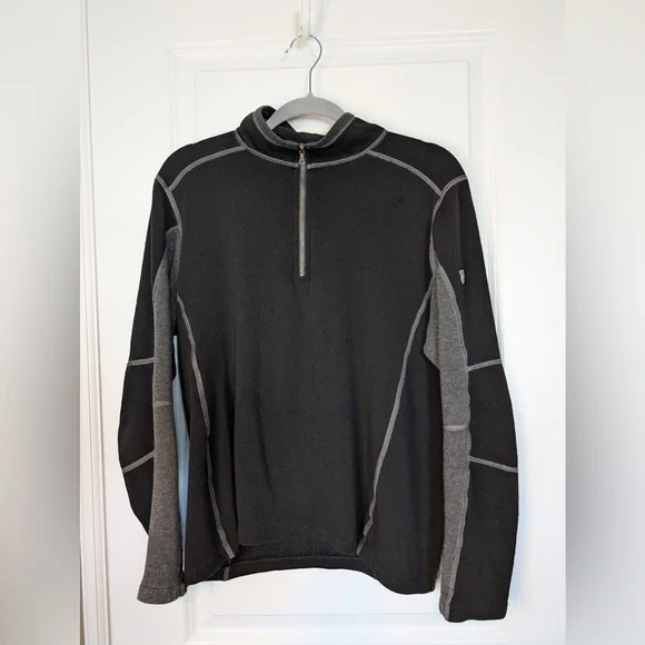 Kuhl Revel Quarter-Zip Fleece Pullover Sweater Black Steel Size Medium