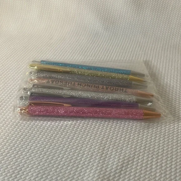 🆕💜 7 Funny Glitter Pens Set Days of the Week Sarcastic Adult Humor
