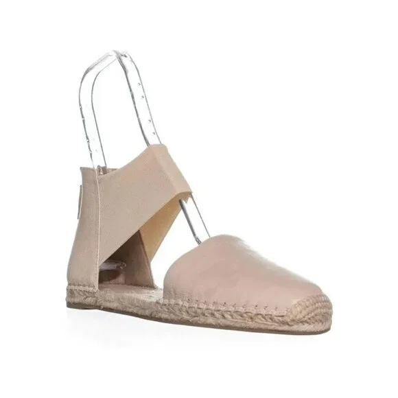 EILEEN FISHER NWOB Coy Espadrille Skimmer‎ Flat Tan Tumbled Leather Zip