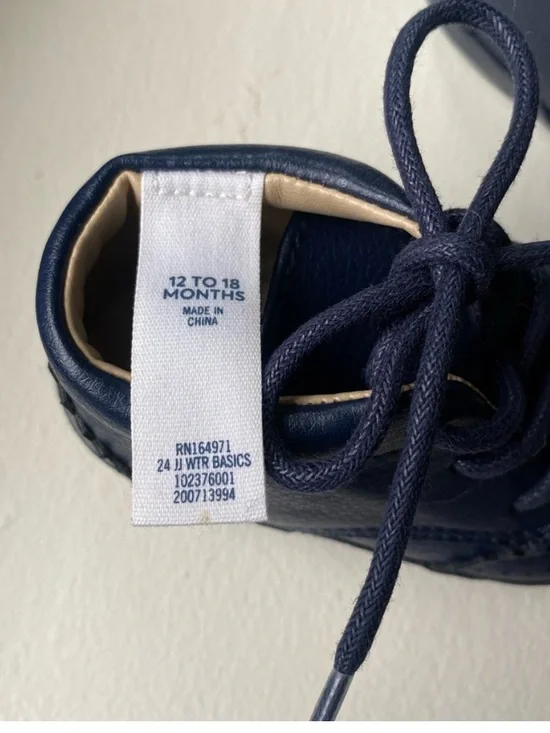 Janie and jack Navy Baby Boys Lace-Up Shoe - 12 to 18 Months
