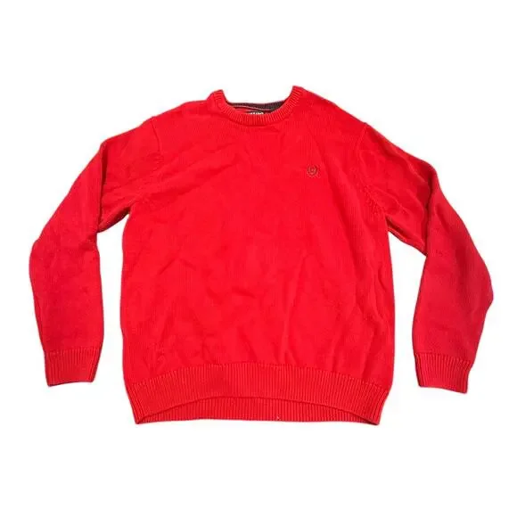 Chaps Men's XL Red Cotton Long Sleeve Embroidered Logo Crewneck Pullover Sweater