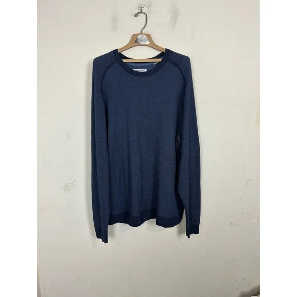 Tommy Bahama IslandZone Mens 2XLT Navy Blue Waffle Knit COOLMAX Sweater