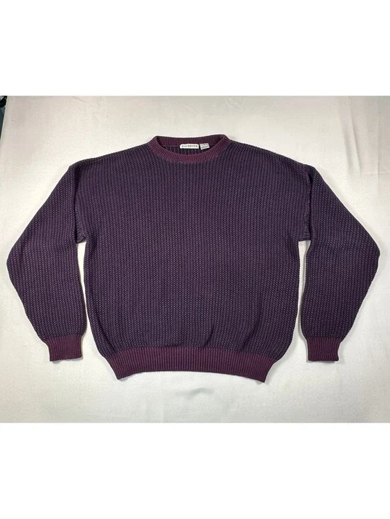 Vintage Claiborne 100% Cotton Chunky Knit Sweater Men's Medium Purple Made in US