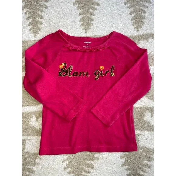Gymboree Glam Girl Pink Graphic T-Shirt Girls Size 4 Y2K