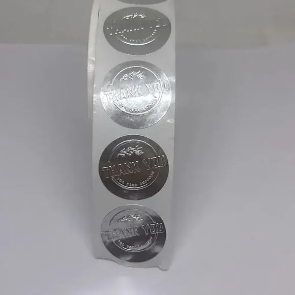 500 Pieces/roll 2.5CM Thank You For Ordering Sticker Gift Silver Label Stickers