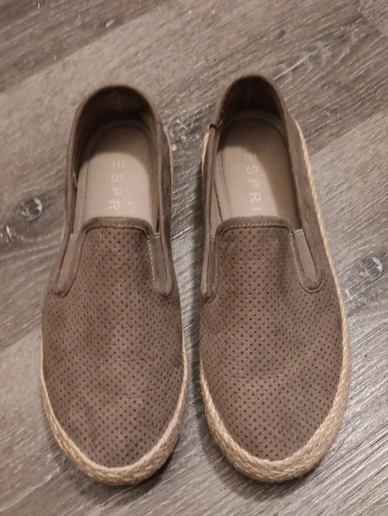 Esprit Brown Perforated Suede Slip-On Espadrilles