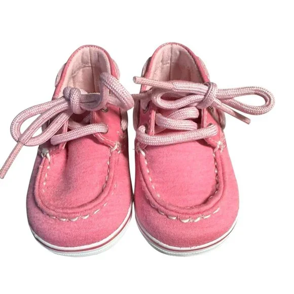 Sperry Toddler Girls Pink Canvas Boat Shoes Size‎ 3M