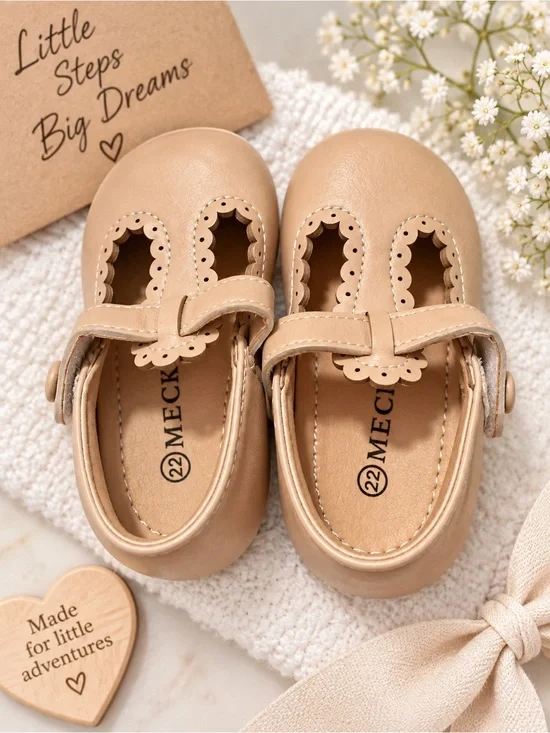 MECKIOR Baby Girls’ Beige Shoes – Size 22