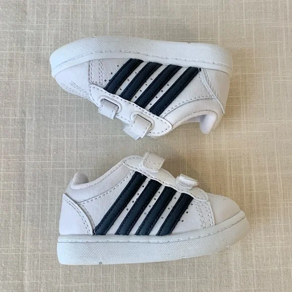2006 Smart Fit New With Tags Y2K Deadstock White Navy Stripe Baby Boys Shoes 5W