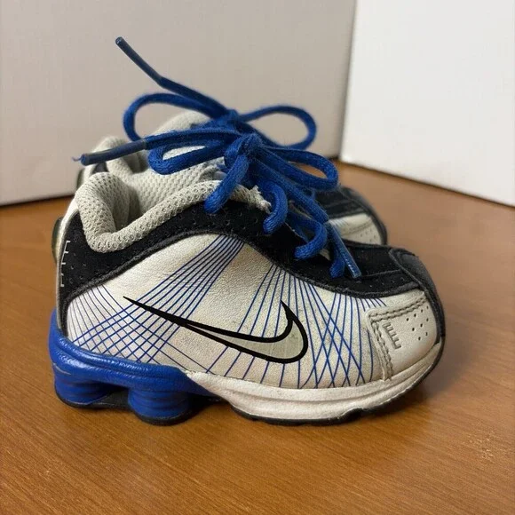 Nike Shox Toddler Walking Shoes Size 4C White/Blue/Black