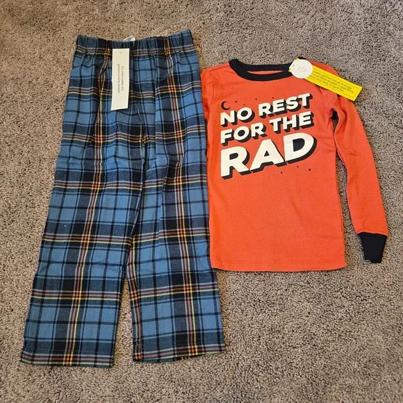 Gymboree Pajama Set Kids Size 6 NEW Glow In The Dark‎ Plaid Rad Gymmies PJ Sleep