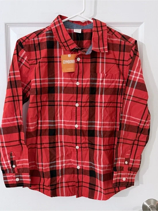 NWT Boys Gymboree Red Plaid Button-Down Shirt