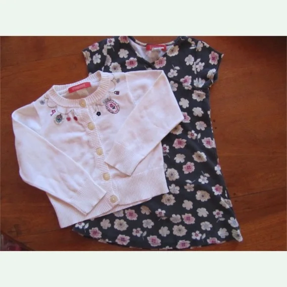 VTG Vintage Gymboree Chelsea Girl Cardigan Sweater Floral Dress 5