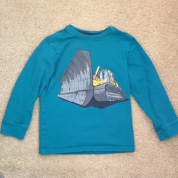 Gymboree Teal Long Sleeve with Yellow Bulldozer