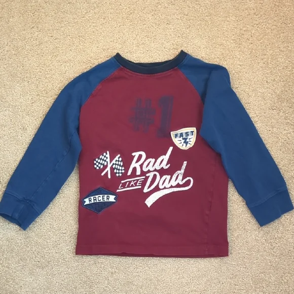 Gymboree Burgundy and Navy 'Rad Like Dad' Long Sleeve Tee