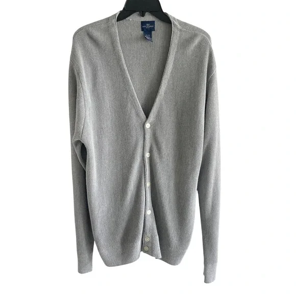 Dockers Golf Mens‎ XL Gray V-Neck Button Front Knit Cardigan Sweater Long Sleeve