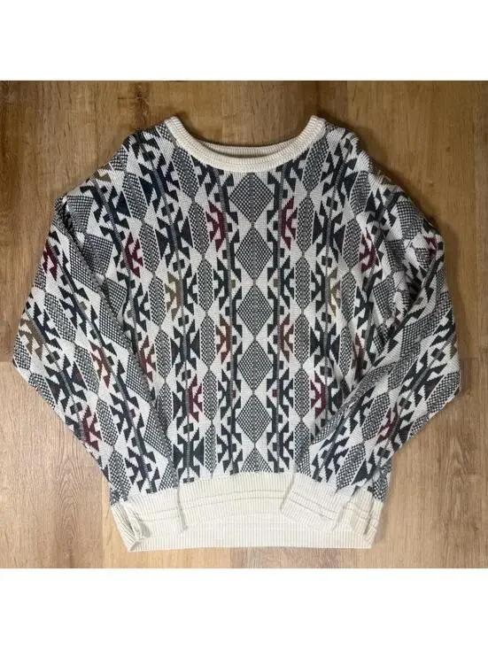 90s Janzei multicolored Aztec patterned sweater.