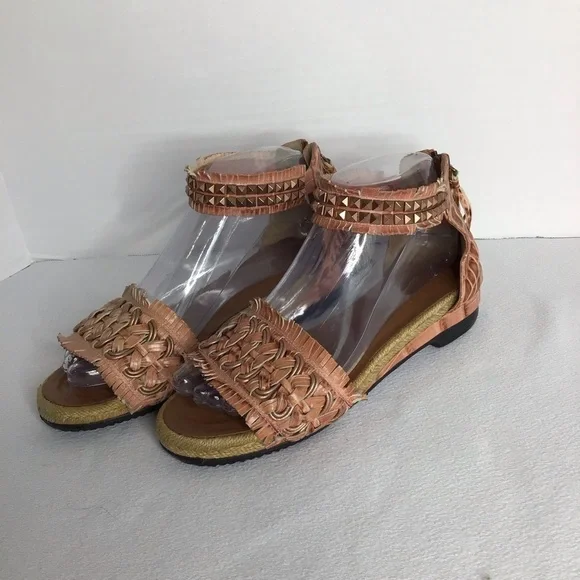 Lanvin Collection By Luxury‎ Fashion House - Leather Espadrille Sandals Zip Back