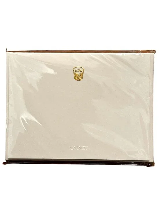 Terrapin Stationers Engraved Notecards and Envelopes Set 8 Gold Gilt Cocktail