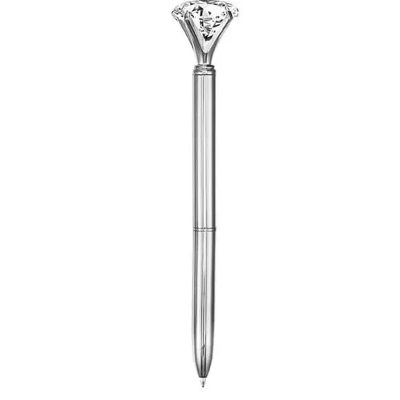 Silver color diamond top ink pen