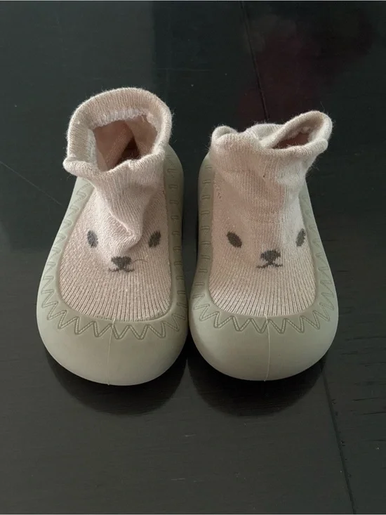 Kids Soft Sock Shoes with Pink Animal Face