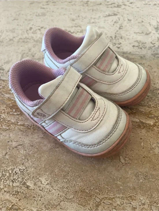 Stride Rite White and Pink Velcro Toddler Sneakers