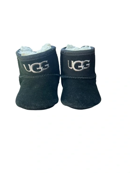 Baby UGG‎ Booties Black Shearling Lined Crib Shoes 0/1