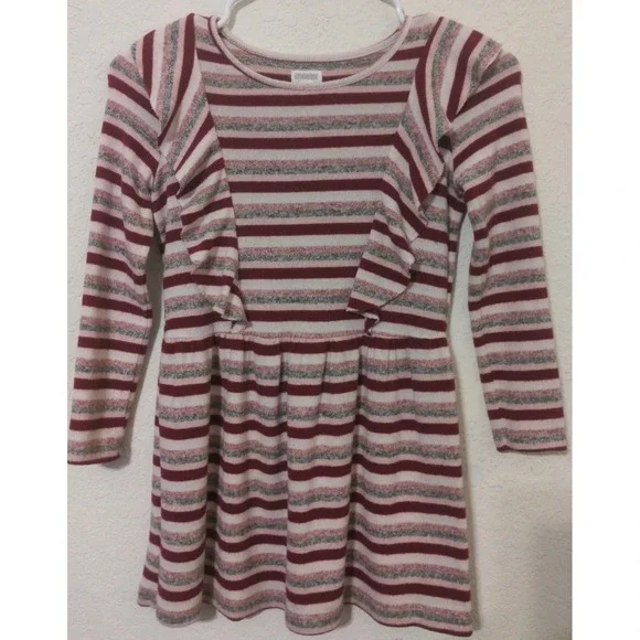 Gymboree Girls Red, Grey & White Striped Long Sleeve Sweater Dress Size 5/6