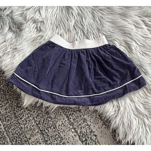 Gymboree Girls Navy Corduroy Skirt‎ With Glitter Waist Band Size 3T