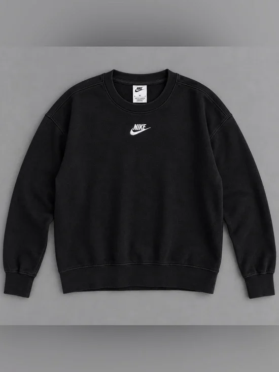 Nike Black Crewneck Sweatshirt Embroidered Swoosh Size M