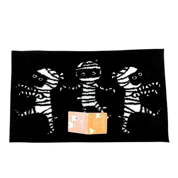 Kassaspa Mummy Walk Bath‎ Rug 21x34 Black & White Halloween Bath Decor New