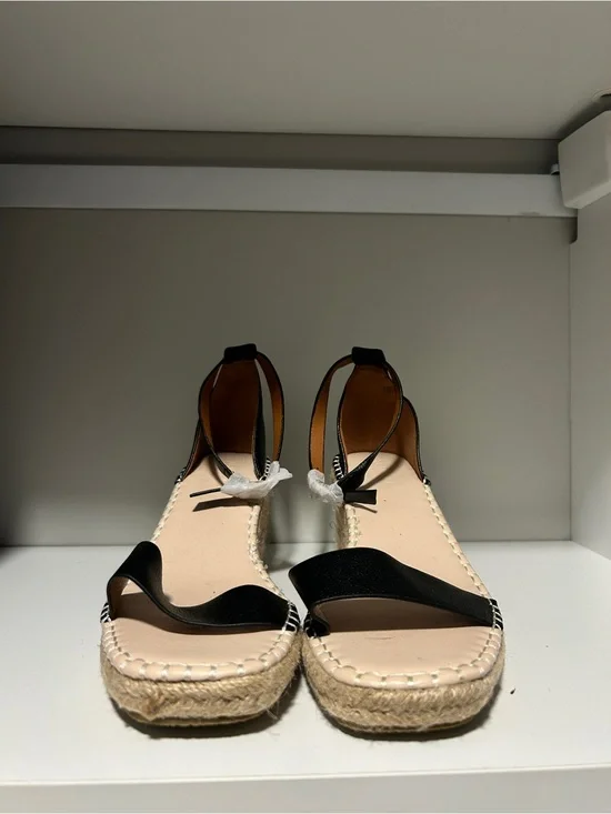 Black Espadrille Ankle-Strap Sandals