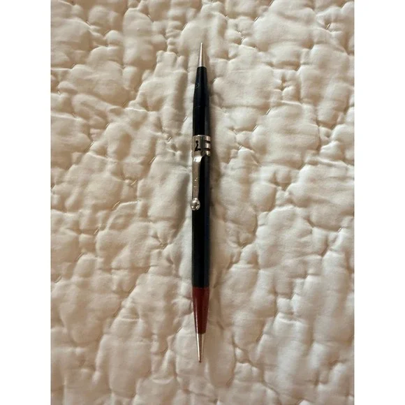 Vintage Lindy Mechanical Pencil Black and Red Two Tone Silver‎ Clip Collectible