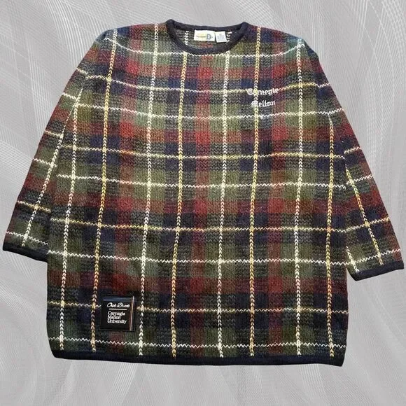 Oak Brook x Carnegie Mellon University Upcycled Tartan Plaid Sweater Size XXL