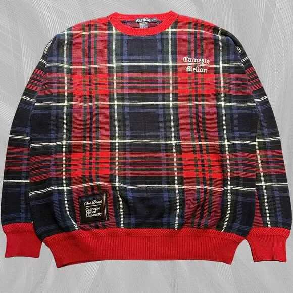 Oak Brook x Carnegie Mellon University Upcycled Tartan Plaid Sweater Size XL