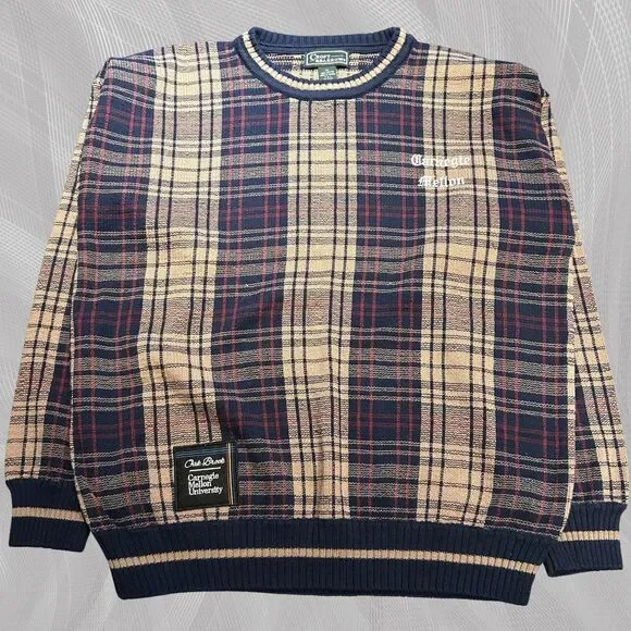 Oak Brook x Carnegie Mellon University Upcycled Tartan Plaid Sweater Size XL