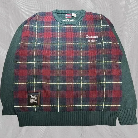 Oak Brook x Carnegie Mellon University Upcycled Tartan Plaid Sweater Size XL
