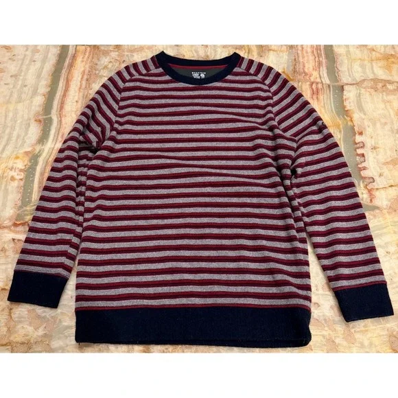 Mountain Hardwear Mens Pullover Sweater‎ Maroon Striped Crew Neck Outdoor Medium