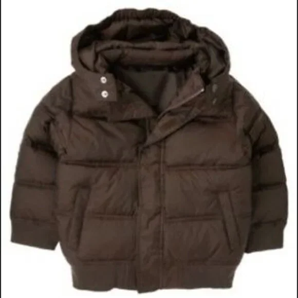 GYMBOREE ALPINE PATROL BROWN HOODED PUFFER JACKET boys size Small (5-6)