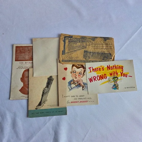 Vintage Ephemera Lot Buckhorn Museum Times Square Postcard Valentine Bus Ticket‎