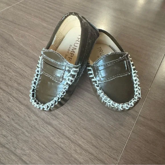 Trumpfit Infant‎ Baby Brown Patent Moccasins Shoes Loafers Size 0-6 Months