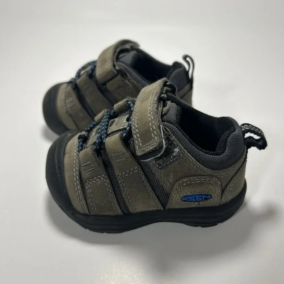 KEEN‎ Newport Shoe Infant 4 Brown Leather Hiking Shoes Kids Hook Loop