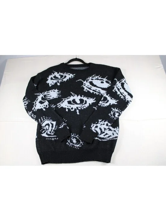 Y2K Grunge All-Over Eye Knit Sweater - Small