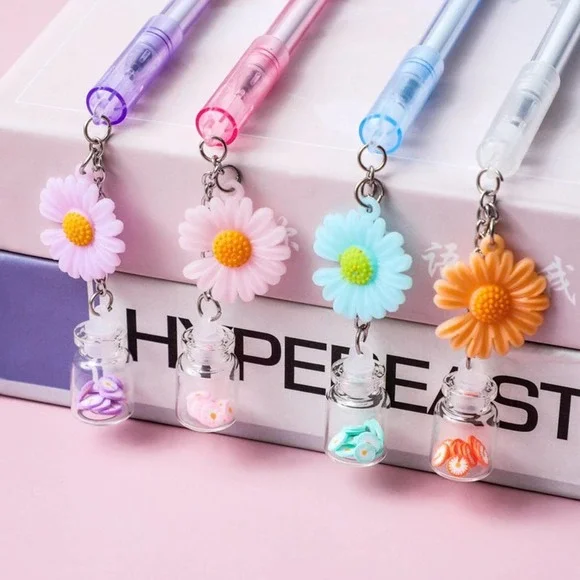 Set/4 Kawaii Pretty Flower‎ Gel Ink Pen 0.55mm NWOT
