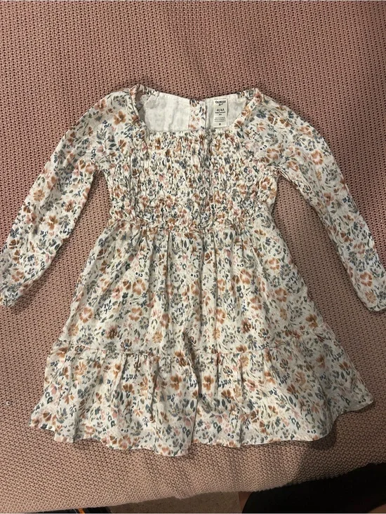 OshKosh B’gosh Girls Floral Smocked Long Sleeve Dress Size 4T